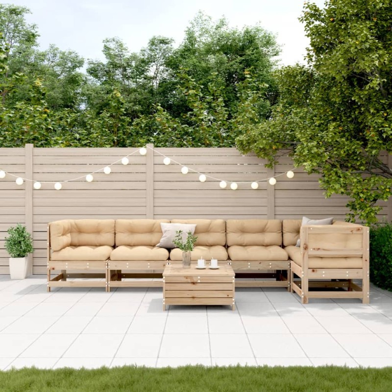 vidaXL 7-tlg. Garten-Lounge-Set mit Kissen Massivholz Kiefer vidaXL 7-tlg. Garten-Lounge-Set mit Kissen Massivholz Kiefer