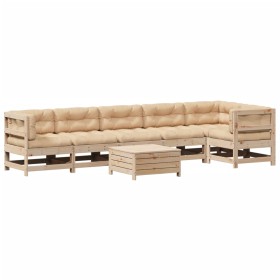 vidaXL 7-tlg. Garten-Lounge-Set mit Kissen Massivholz Kiefer