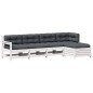 vidaXL 5-tlg. Garten-Lounge-Set mit Kissen Weiß Massivholz Kiefer vidaXL 5-tlg. Garten-Lounge-Set mit Kissen Weiß Massivholz Kiefer