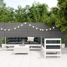 vidaXL 6-tlg. Garten-Lounge-Set mit Kissen Weiß Massivholz Kiefer