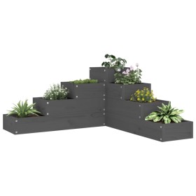 vidaXL Pflanzentreppe mit 4 Stufen 80,5x79x36cm Grau Massivholz Kiefer