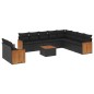 vidaXL 11-tlg. Garten-Sofagarnitur mit Kissen Schwarz Poly Rattan vidaXL 11-tlg. Garten-Sofagarnitur mit Kissen Schwarz Poly Rattan