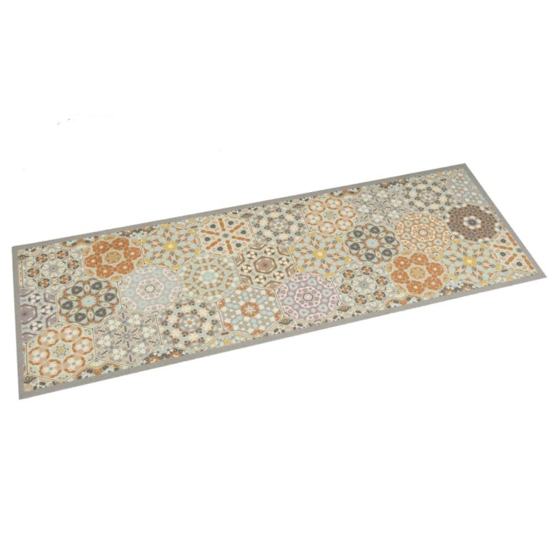 vidaXL Küchenteppich Waschbar Hexagon Pastell 60x180 cm Samt vidaXL Küchenteppich Waschbar Hexagon Pastell 60x180 cm Samt