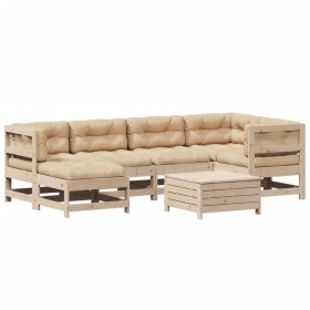 vidaXL 7-tlg. Garten-Lounge-Set mit Kissen Massivholz Kiefer