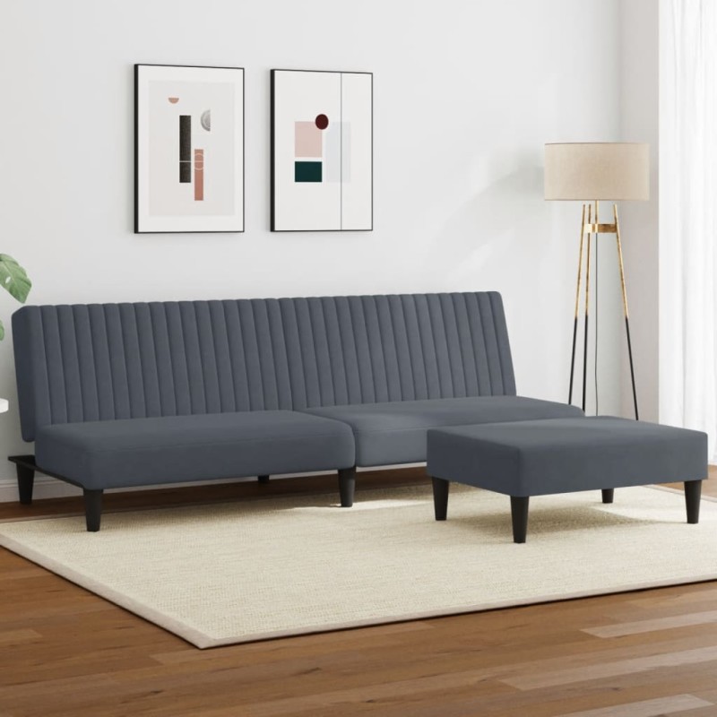 vidaXL 2-tlg. Sofagarnitur Dunkelgrau Samt vidaXL 2-tlg. Sofagarnitur Dunkelgrau Samt