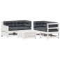 vidaXL 5-tlg. Garten-Lounge-Set mit Kissen Weiß Massivholz Kiefer vidaXL 5-tlg. Garten-Lounge-Set mit Kissen Weiß Massivholz Kiefer