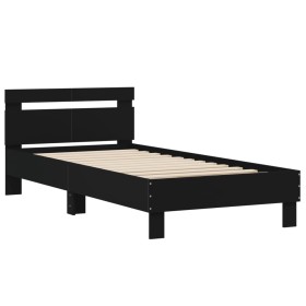 vidaXL Bettgestell mit Kopfteil Schwarz 100x200 cm Holzwerkstoff