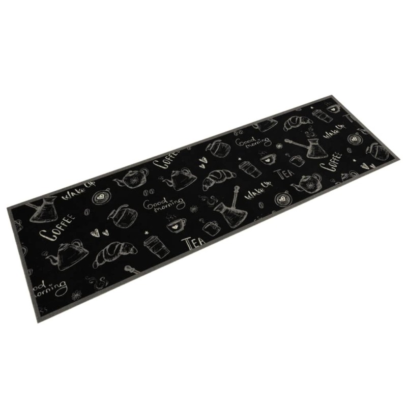 vidaXL Küchenteppich Waschbar Morning Schwarz 45x150 cm Samt vidaXL Küchenteppich Waschbar Morning Schwarz 45x150 cm Samt