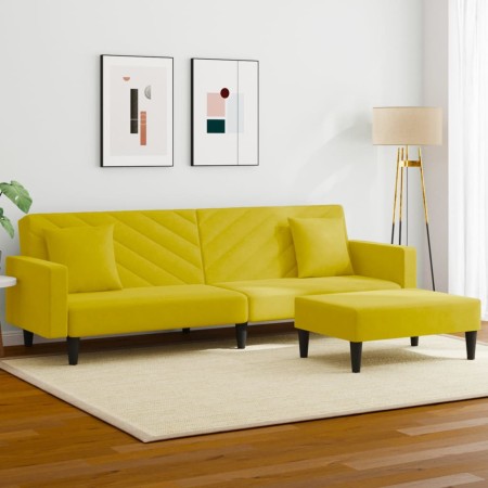 vidaXL 2-tlg. Sofagarnitur mit Kissen Gelb Samt