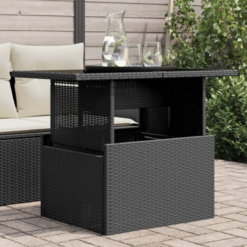 vidaXL Gartentisch mit Glasplatte Schwarz 100x55x73 cm Poly Rattan vidaXL Gartentisch mit Glasplatte Schwarz 100x55x73 cm Poly Rattan