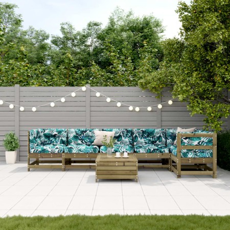 vidaXL 7-tlg. Garten-Lounge-Set mit Kissen Imprägniertes Kiefernholz