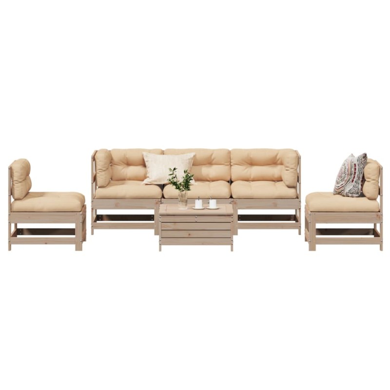 vidaXL 6-tlg. Garten-Lounge-Set mit Kissen Massivholz Kiefer vidaXL 6-tlg. Garten-Lounge-Set mit Kissen Massivholz Kiefer