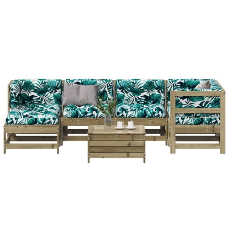 vidaXL 7-tlg. Garten-Lounge-Set mit Kissen Imprägniertes Kiefernholz