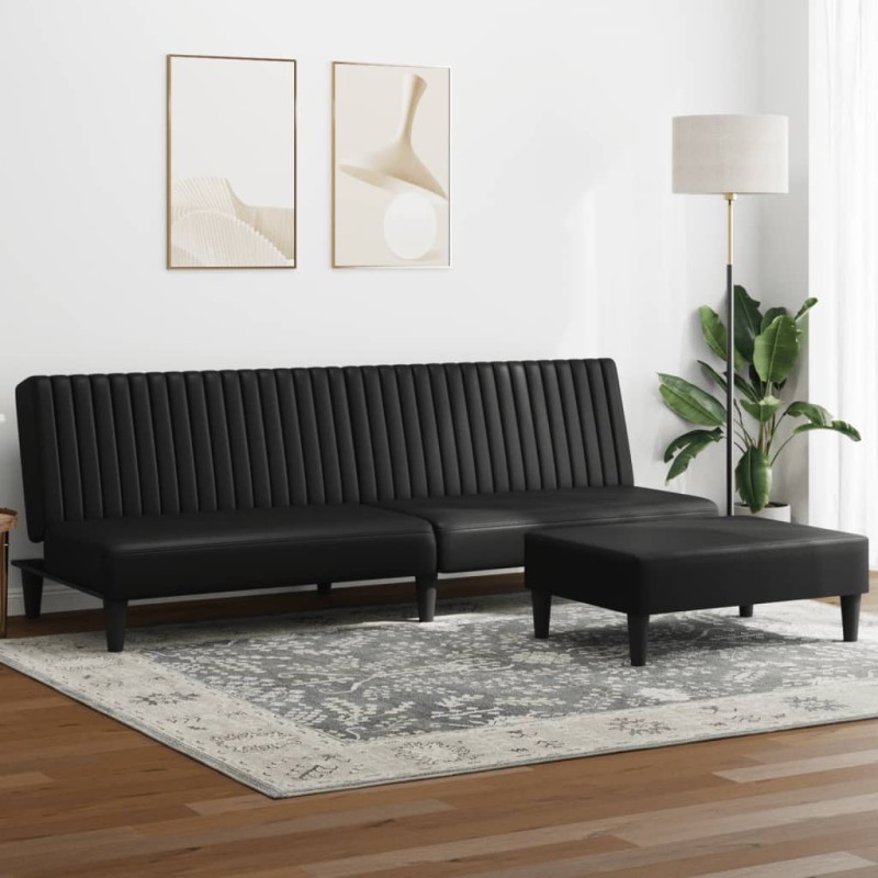 vidaXL 2-tlg. Sofagarnitur Schwarz Kunstleder vidaXL 2-tlg. Sofagarnitur Schwarz Kunstleder