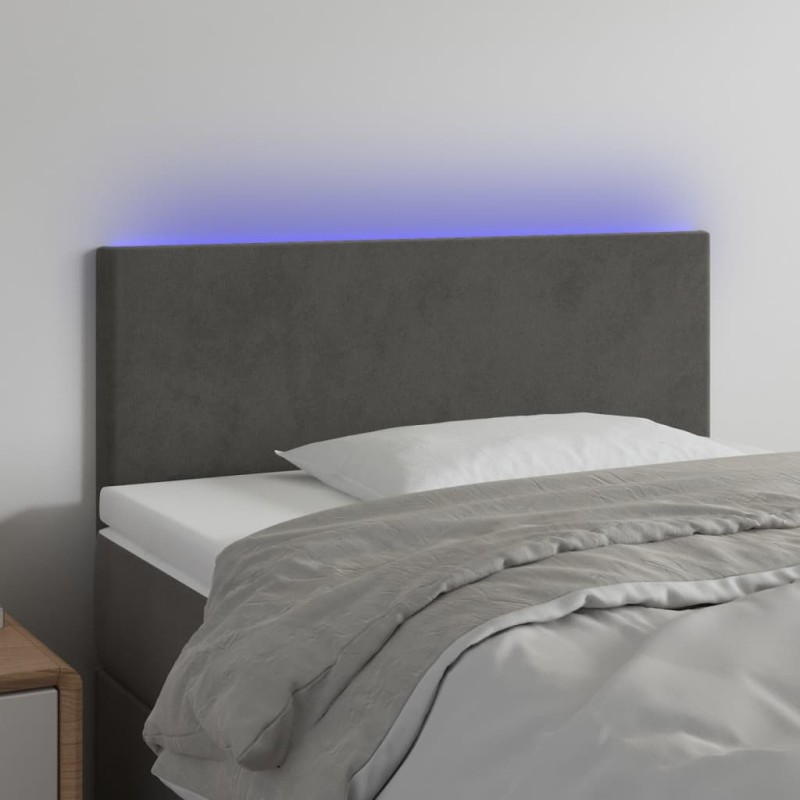 vidaXL LED Kopfteil Dunkelgrau 100x5x78/88 cm Samt