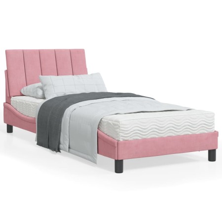 vidaXL Bettgestell mit LED-Leuchten Rosa 90x190 cm Samt