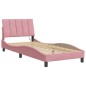 vidaXL Bettgestell mit LED-Leuchten Rosa 90x190 cm Samt vidaXL Bettgestell mit LED-Leuchten Rosa 90x190 cm Samt