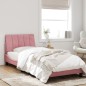 vidaXL Bettgestell mit LED-Leuchten Rosa 90x190 cm Samt vidaXL Bettgestell mit LED-Leuchten Rosa 90x190 cm Samt