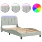 vidaXL Bettgestell mit LED-Leuchten Hellgrau 100x200 cm Samt vidaXL Bettgestell mit LED-Leuchten Hellgrau 100x200 cm Samt