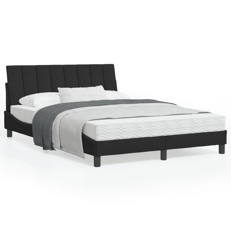 vidaXL Bettgestell mit LED-Leuchten Schwarz 140x190 cm Samt vidaXL Bettgestell mit LED-Leuchten Schwarz 140x190 cm Samt