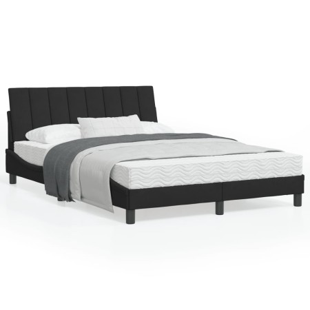 vidaXL Bettgestell mit LED-Leuchten Schwarz 140x190 cm Samt