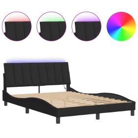 vidaXL Bettgestell mit LED-Leuchten Schwarz 140x190 cm Samt