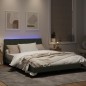 vidaXL Bettgestell mit LED-Leuchten Hellgrau 140x190 cm Samt vidaXL Bettgestell mit LED-Leuchten Hellgrau 140x190 cm Samt
