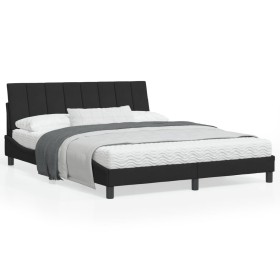 vidaXL Bettgestell mit LED-Leuchten Schwarz 160x200 cm Samt
