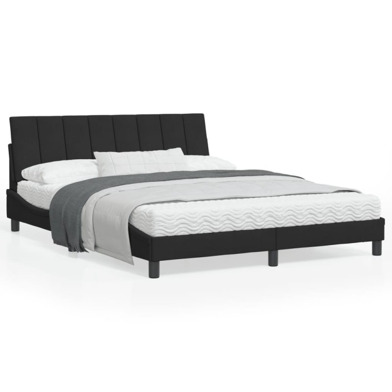 vidaXL Bettgestell mit LED-Leuchten Schwarz 160x200 cm Samt vidaXL Bettgestell mit LED-Leuchten Schwarz 160x200 cm Samt