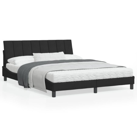 vidaXL Bettgestell mit LED-Leuchten Schwarz 160x200 cm Samt