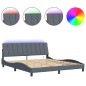 vidaXL Bettgestell mit LED-Leuchten Dunkelgrau 180x200 cm Samt vidaXL Bettgestell mit LED-Leuchten Dunkelgrau 180x200 cm Samt