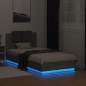 vidaXL Bettgestell mit Kopfteil und LED-Leuchten Grau Sonoma 90x190 cm vidaXL Bettgestell mit Kopfteil und LED-Leuchten Grau Sonoma 90x190 cm