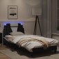 vidaXL Bettgestell mit LED Schwarz und Weiß 90x190 cm Kunstleder vidaXL Bettgestell mit LED Schwarz und Weiß 90x190 cm Kunstleder