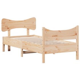 vidaXL Massivholzbett mit Kopfteil 75x190 cm Kiefer