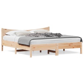 vidaXL Massivholzbett mit Kopfteil 200x200 cm Kiefer