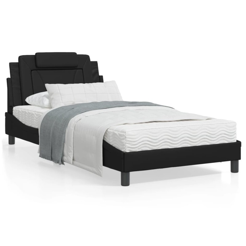 vidaXL Bettgestell mit Kopfteil Schwarz 100x200 cm Kunstleder vidaXL Bettgestell mit Kopfteil Schwarz 100x200 cm Kunstleder