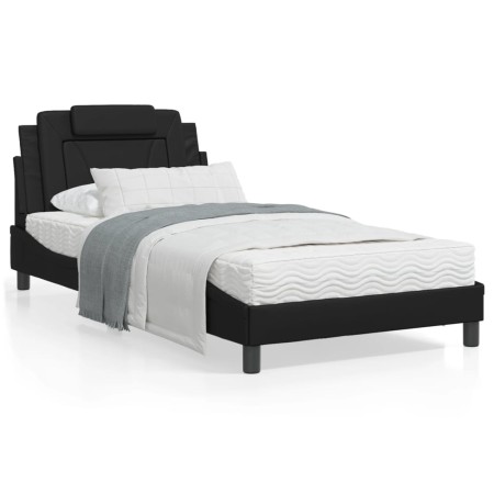 vidaXL Bettgestell mit Kopfteil Schwarz 100x200 cm Kunstleder