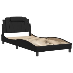 vidaXL Bettgestell mit Kopfteil Schwarz 100x200 cm Kunstleder