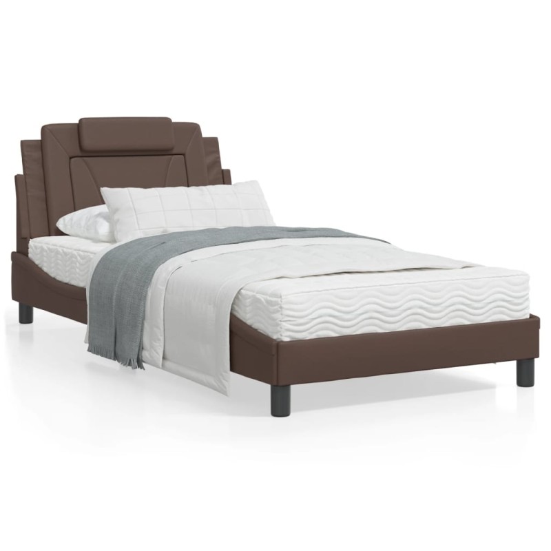 vidaXL Bettgestell mit Kopfteil Braun 100x200 cm Kunstleder vidaXL Bettgestell mit Kopfteil Braun 100x200 cm Kunstleder