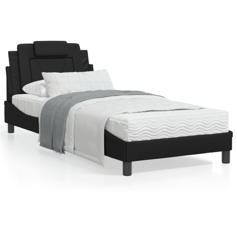 vidaXL Bettgestell mit Kopfteil Schwarz 90x200 cm Kunstleder vidaXL Bettgestell mit Kopfteil Schwarz 90x200 cm Kunstleder