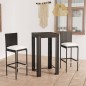 3-tlg. Gartenbar-Set mit Kissen Poly Rattan Schwarz 3-tlg. Gartenbar-Set mit Kissen Poly Rattan Schwarz