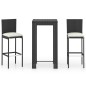 3-tlg. Gartenbar-Set mit Kissen Poly Rattan Schwarz 3-tlg. Gartenbar-Set mit Kissen Poly Rattan Schwarz