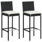3-tlg. Gartenbar-Set mit Kissen Poly Rattan Schwarz 3-tlg. Gartenbar-Set mit Kissen Poly Rattan Schwarz