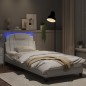 vidaXL Bettgestell mit LED Weiß 90x190 cm Kunstleder vidaXL Bettgestell mit LED Weiß 90x190 cm Kunstleder