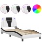 vidaXL Bettgestell mit LED Weiß und Schwarz 90x200 cm Kunstleder vidaXL Bettgestell mit LED Weiß und Schwarz 90x200 cm Kunstleder