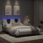 vidaXL Bettgestell mit LED Weiß und Schwarz 120x200 cm Kunstleder