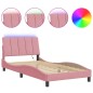 vidaXL Bettgestell mit LED-Leuchten Rosa 100x200 cm Samt vidaXL Bettgestell mit LED-Leuchten Rosa 100x200 cm Samt