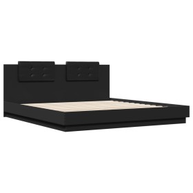 vidaXL Bettgestell mit Kopfteil Schwarz 200x200 cm Holzwerkstoff