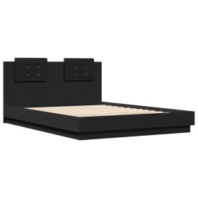 vidaXL Bettgestell mit Kopfteil Schwarz 140x200 cm Holzwerkstoff
