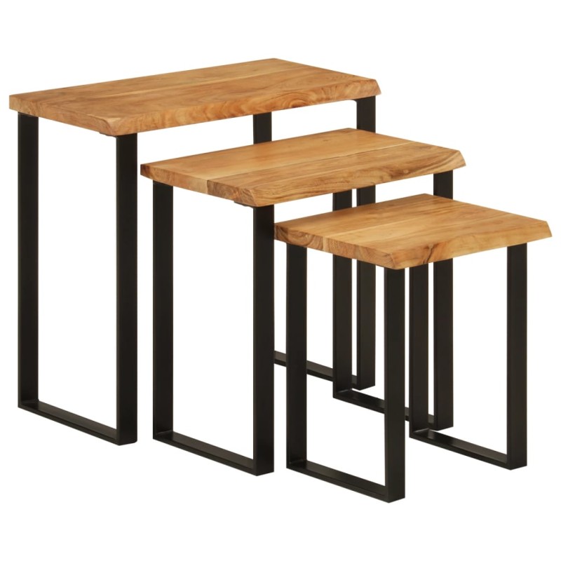 vidaXL Satztische mit Baumkante 3 Stk. Massivholz Akazie vidaXL Satztische mit Baumkante 3 Stk. Massivholz Akazie
